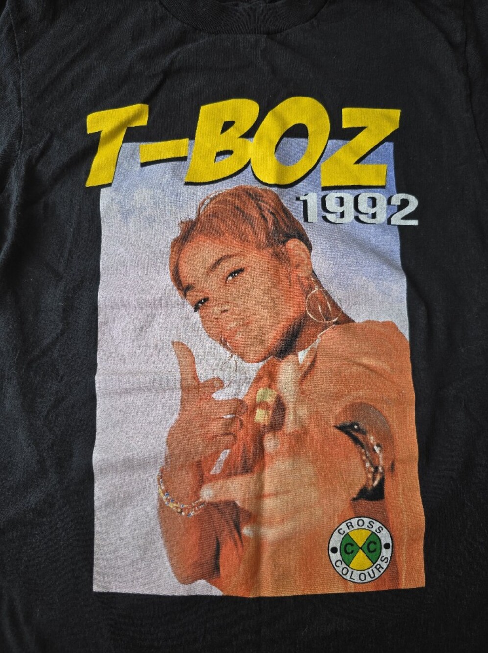 Cross Colours T-Boz TLC 1992 Graphic Tee Black Hip Hop Streetwear Mens Size L